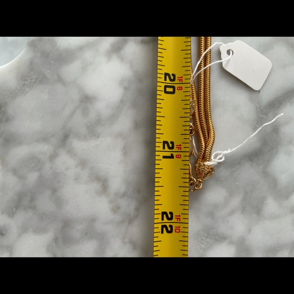 Tri Strand Gold Chain and Bead Long Necklace - Picture 2 of 6